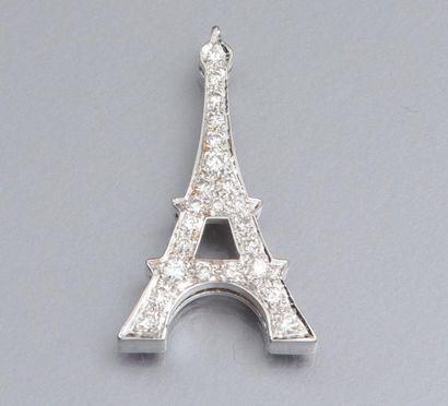 null Pendentif tour Eiffel en or gris 750°/00 serti de diamants. 2 g