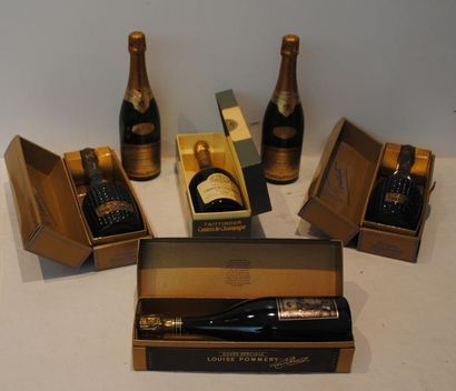 null 6 bout CHAMPAGNE : TAITTINGER, 1 COMTE DE CHAMPAGNE 1988, 1 POMERY CUVEE LOUISE...