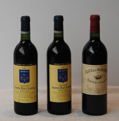 null 3 bout 2 CHT SMITH HAUT LAFITTE 1982, 1 CLOS DU MARQUIS SAINT JULIEN 1983