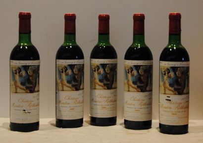 null 5 bout CHT MOUTON ROTHSCHILD CB 1973 (4 déb ép, 1 NLB, 2 étiq griffées)