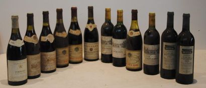 null 12 bout VINS DIVERS : CAP DE FAUGERE, CAHORS, GEVREY, LADOIX, POMMARD, MERCUREY,...