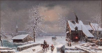 null Louis Claude MALLEBRANCHE (1790-1838)

« Paysage d’hiver animé devant la chaumière...