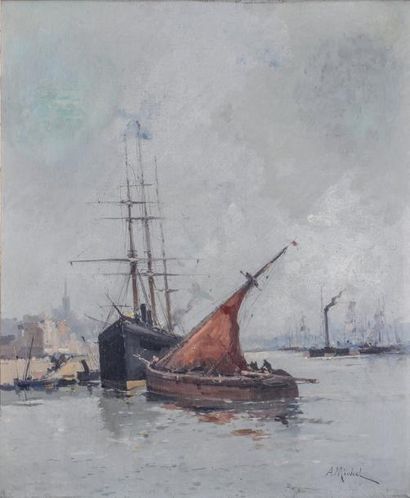 null A. MICHEL, XIXe siecle

Voiliers et bateau vapeur au port

Deux huiles sur toiles...