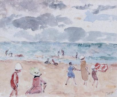 null Georges D’ESPAGNAT (1870-1950)

Jeu sur la plage

Aquarelle signée du monogramme...