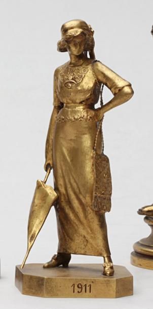 null Henri VARENNE (1860-1933)

Parisienne tenant un parapluie

Épreuve en bronze,...