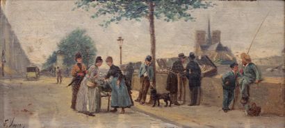 null F. VOGLER (XIXe siècle)
Animation sur le quai aux bouquinistes à Paris
Huiles...
