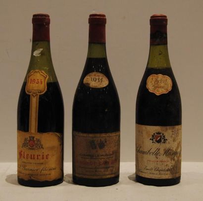 null 3 bout 1 FLEURIE MISE MISE GARNIER 1955 (7 cm), 1 CHAMBOLLE MUSIGNY EMILE CHANDESAIS...