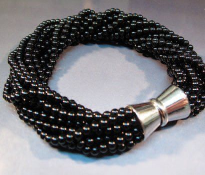 null BRACELET tresse de boules d'onyx