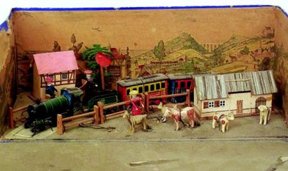 null Très jolie scène miniature de fabrication allemande représentant un village...