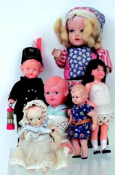 null Ensemble de petites poupées en celluloïd de fabrication allemande H 9 à 19 cm...