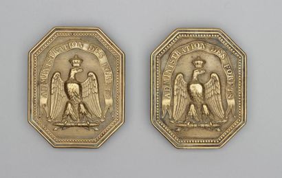 null 2 plaques de l'Administration des Forets ornée de l'Aigle couronné 1er Empire....
