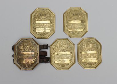 null Lot de 5 plaques de garde particulier attribuées, 1ère moitié du XXème siècle...