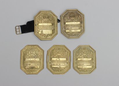 null Lot de 5 plaques de garde particulier attribuées 1ère moitié du XXème .