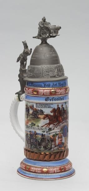 null ALLEMAGNE : Une chope en porcelaine de réserviste du 27ème régiment d'artillerie...