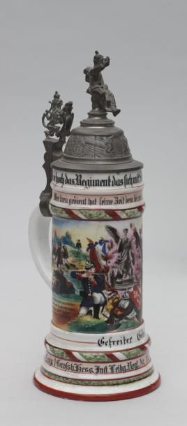 null ALLEMAGNE : Une chope en porcelaine de réserviste du 115ème régiment de la garde...