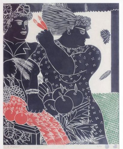 null Alexandre FASSIANOS (1935)
Personnages aux fruits et légumes
Lithographie en...