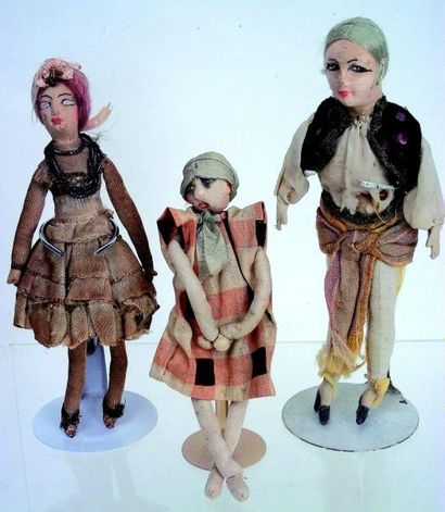 null Rare poupée de boudoir miniatures en tissu bourré de l’entre deux guerres H...
