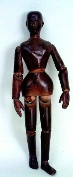 null Mannequin de peintre en bois sculpté, (tête, tronc, épaules, coudes, mains,...