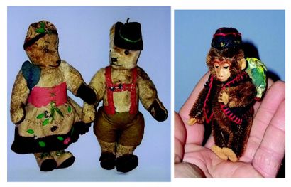 null « Yod la boum et le petit singe », paire d'ours en peluche d'origine allemande...