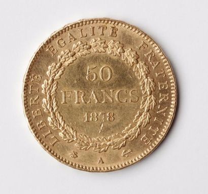 null Monnaie de 50 francs en or 1878 Paris (rayure sous la date ). Poids : 15,5 g
Frais...