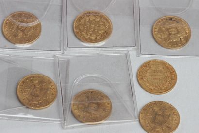 null 7 monnaies 20 fr or Napoleon III - ( cinq tête laurée 1861, 1865, 1866,1867...