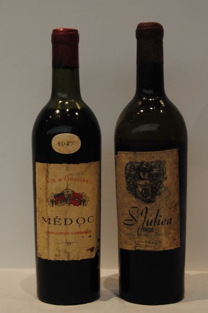 null 2 bout 1 MEDOC 1947 (DEMI EP), 1 ST JULIEN 1928 (BASSE)