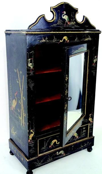 null Très belle armoire en bois à décor peint à la main (époque Napoléon III, circa...