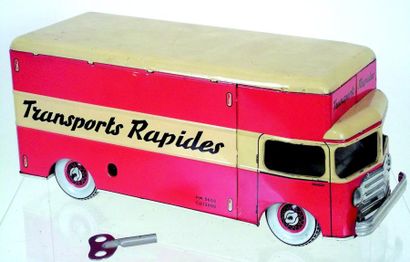 null -« TRANSPORTS RAPIDES » camion routier mécanique en métal jaune et rouge, sans...