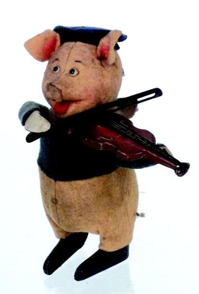 null -« Cochon violoniste » petit jouet mécanique de fabrication allemande de marque...