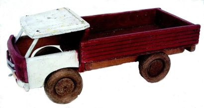 null -Bus parisien « Petite Ceinture » en bois avec roues avant directionnelles (volant...