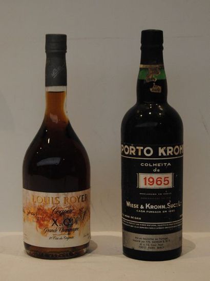 null 2 bout COGNAC GRANDE CHAMPAGNE XO LOUIS ROYER, PORTO KROHN 1965