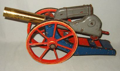 null Original petit canon jouet en métal à tir réel avec roues en bois, avec sa hausse...