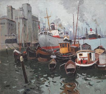 null Maurice Martin (1894-1978)
Le port de Rotterdam
Huile sur toile, signée en bas...