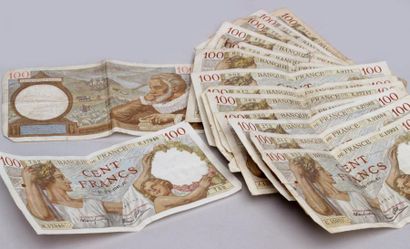 null Ensemble de 105 billets de banque anciens dont ders français : ( 28 : 5000 Fr;...