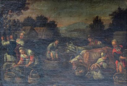 null ÉCOLE FRANÇAISE OU ITALIENNE, XVIIIe siècle
Scène de vendanges
Huile sur toile...
