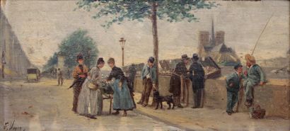 null F. VOGLER (XIXe siècle)
Animation sur le quai aux bouquinistes à Paris
Huile...