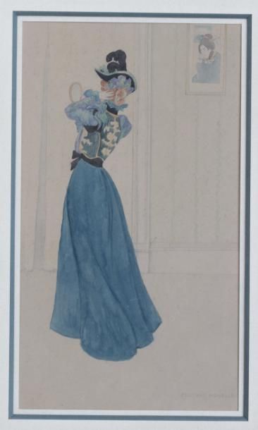 null Mildred HOWELLS (1872-?)
Jeune femme au miroir
Aquarelle signée en bas à droite....