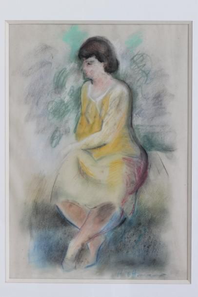null HENRY OTTMAN (1877-1927), attribué à
Portrait de femme assise
Pastel signé en...