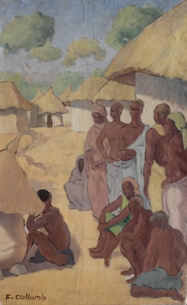 null Fernand COLLOMB (1902 - 1981)
Scène de village en Afrique noire
Huile sur toile...