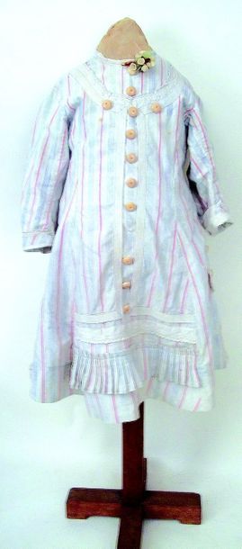 null Authentique robe de petite fille de 6/7 ans, en coton gris avec rayures rouges...