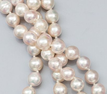 null Sautoir de 102 perles de culture du Japon, diamètre 7.5/8 mm, fermoir anneau...