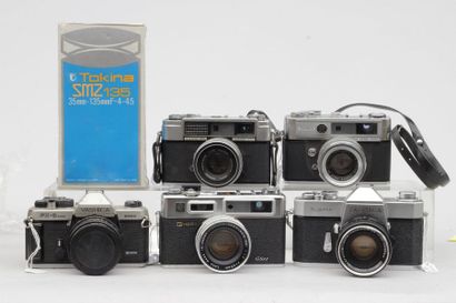 null YASHICA, ensemble de cinq appareils et un objectif neuf pour Yashica (et Contax)...