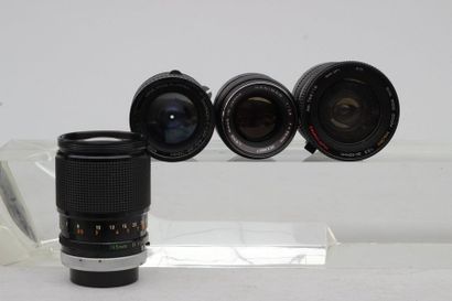 null OBJECTIFS, ensemble de quatre objectifs divers : objectif Canon FD 2.5/135 mm...