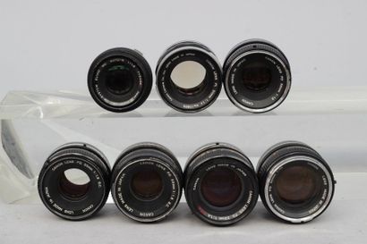 null OBJECTIFS, ensemble de sept objectifs divers : objectif Canon FD 1.4/50 mm n°836902....