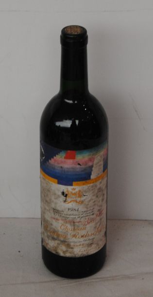 null 1 bout CHT MOUTON ROTHSCHILD 1984 (ETIQ SALE ET DECHIREE, MANQUE LA CAPSULE...