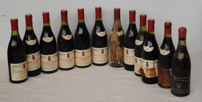 null 12 bout 10 NSG LES PRULIERS CHEVILLON 1976 (ETIQ TACHEES, TRES ABIMEES), 1 CHAMBERTIN...