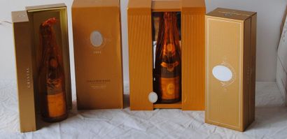 null 4 bout CHAMPAGNE CRISTAL ROEDERER 2004 2 en coffrets coulissants et deux en...