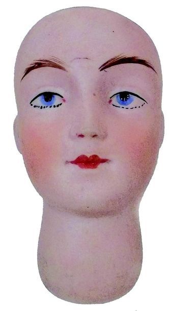 null -Rare tête de poupée parisienne artistique HURET en biscuit coulé de la période...