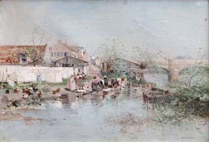 null Luigi LOIR (1845-1916)

Les lavandières à la sortie du village auprès du pont...