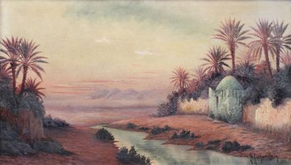 null Henri RICHEVILLAIN (XIX-XX)

Mausolée au bord de la rivière en Afrique du Nord

Huile...